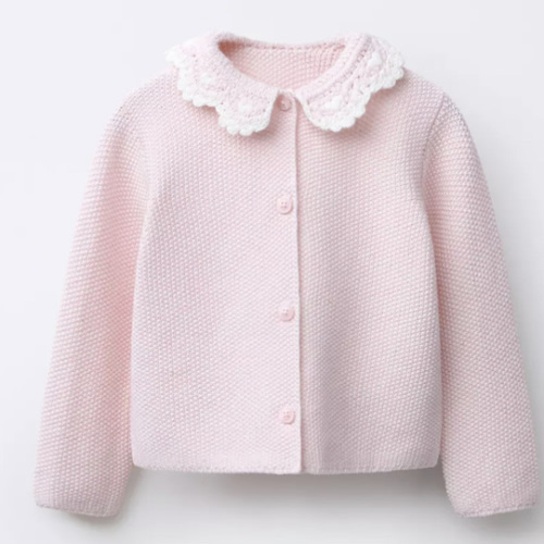 CROCHET COLLAR CARDIGAN - Chalk pink | ZARA United States