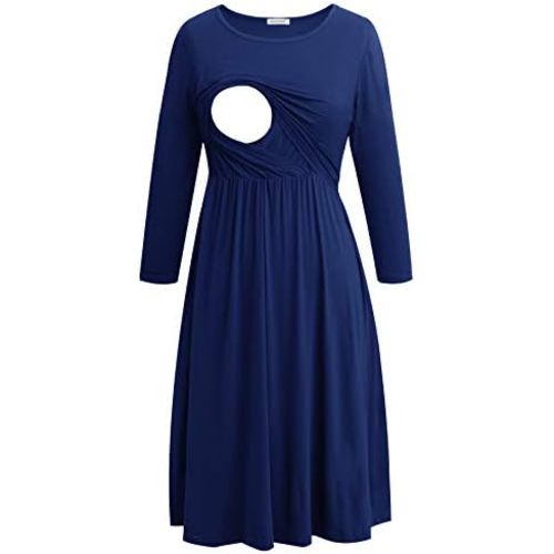 Smallshow Women's Maternity Nursing Dress 3/4 Sleeve Dress for Breastfeeding
