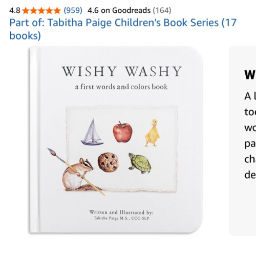 Wishy Washy: A Board Book of First Words and Colors for Growing Minds (Tabitha Paige Children's Book Series)