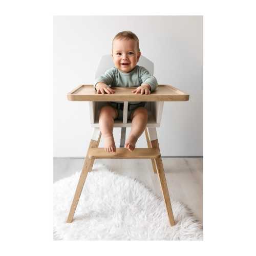 White Oak Baby High Chair: Modern Toddler Feeding Seat