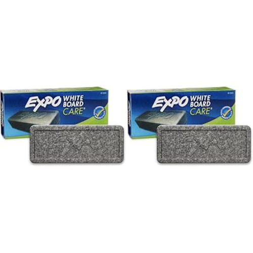 EXPO Dry Erase Soft Pile Block Whiteboard Eraser, 5-1/8 in. x 1-1/2 in. - Whiteboard, Calendar, Organization, Essential Supplies for Office, School, Classroom, Teachers 1 Count(Pack of 2)
