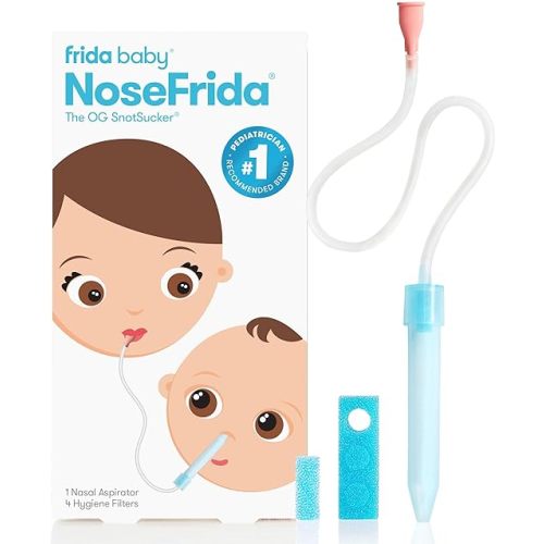 Frida Baby NoseFrida Nasal Aspirator, Snot Sucker Suitable for Newborns and Babies, Baby Nose Sucker with 4 Extra Hygiene Filters