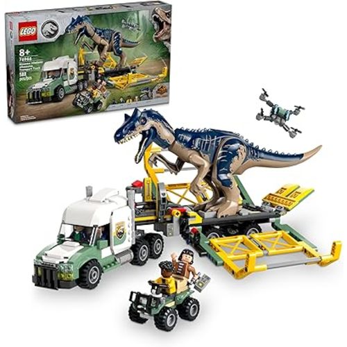 LEGO Jurassic World Dinosaur Missions: Allosaurus Transport Truck Toy, Fun Gift Idea for Kids with Kenji, Darius and Yaz Minifigures, Jurassic World Dinosaur Toy for Boys and Girls Ages 8 and Up 76966