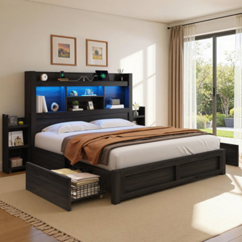 Latitude Run® Sherell Bed Frame with 4 Storage Drawers & Reviews | Wayfair