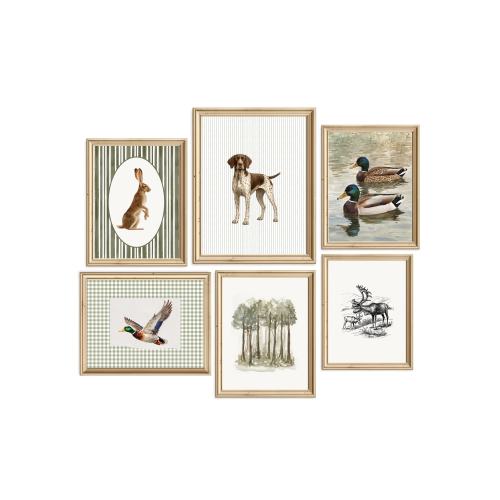 Vintage Hunting Nursery Wall Art Set for Boy, Rustic Duck Deer Prints, Woodland Kids Room Decor