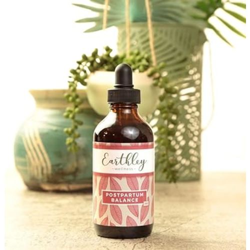 Earthley Wellness Postpartum Balance, Supports and Balances Female Hormones, Supports Postpartum Recovery, Smooths Out Mood Swings, Essential Herbs Like Dandelion Root, Catnip, & Alfalfa (2oz)