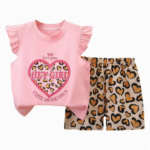 CAUYDY Toddler Girls Summer Outfit Cotton Kids Pajamas Set 2Pcs Baby Girl Ruffled Short Sleeves and Shorts Set Little Girls Summer Clothes for 6-24M 3T 4T 5T (Sizes 6-12 Months,D1-Orange)