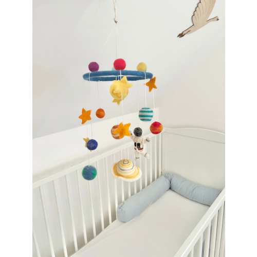 Mobile children's room I Mobile planets and astronaut I Felt decoration children's room I Sun I Earth I Saturn I Stars I Cosmonaut I Baby