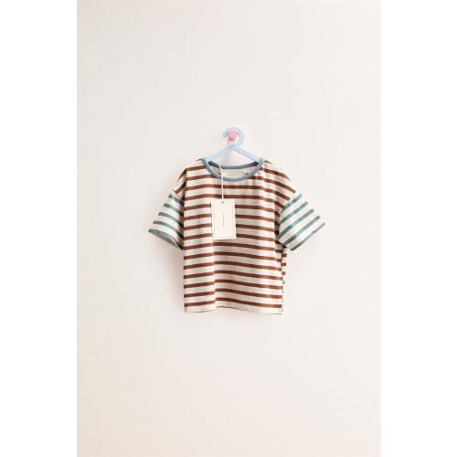 ZARA TIMELESS - STRIPED COTTON LINEN T-SHIRT - Light beige | ZARA United States