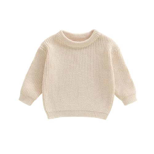 Afunbaby Toddler Baby Sweater Girl Boy Oversized Knit Sweaters Newborn | Unisex Boy Girl Crewneck Sweatshirt Long Sleeve Fall Winter Clothes Outfit