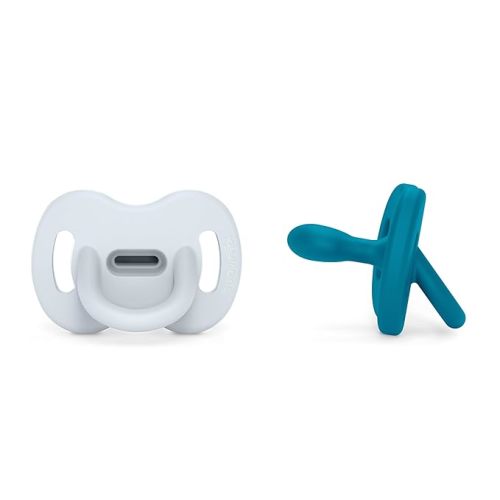 Color Essence SX PRO Silicone Baby Pacifier 2Pk, Made with 100% Soft Silicone, Baby Essentials Perfect for Breastfeeding Babies, Designed in Spain, 0-6 Mths, Ballad Blue/Deep Ocean