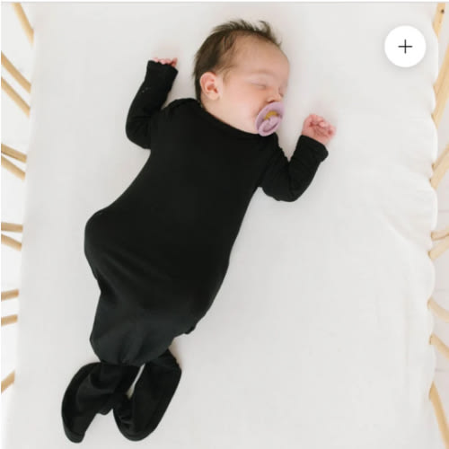 Black Mini Ribbed Knotted Gown & Beanie