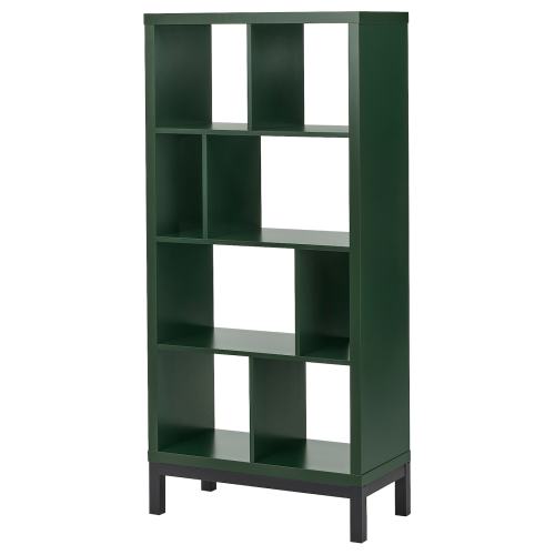 KALLAX Shelving unit with underframe - dark green/black 30 1/8x15 3/8x64 5/8 "