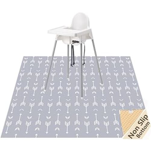 Baby Splat Mat for Under High Chair and Arts and Crafts, 51" Waterproof Wipeable Floor Protector, Anti-Slip Washable Splash Mat