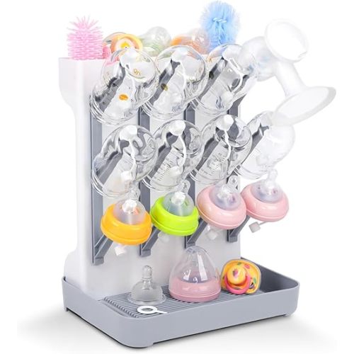 Ultimate Baby Bottle Drying Station -Space Saving Standing Drying Rack for Baby Bottles Multi-Level Vertical Holder for Maximum Airflow & Storage