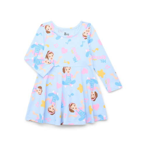 Ms. Rachel Toddler Girls Print Dress with Long Sleeves, Sizes 12M-5T