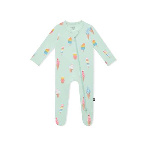 Zippered Footie in Mint Ice Cream