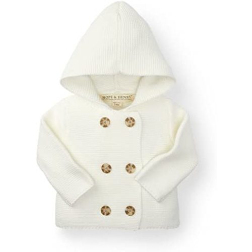 Hope & Henry Layette Baby Long Sleeve Button Front Hooded Sweater