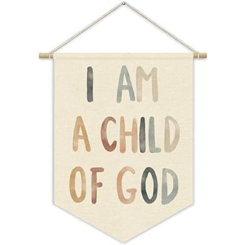 Boho Classroom Homeschool Decor I Am A Child Of God Banner,Teen Sunday School Decor,Bible Verse For Nursery Decor,Christian Wall Hanging Pennant Flag Banner for Church Newborn Baby Room