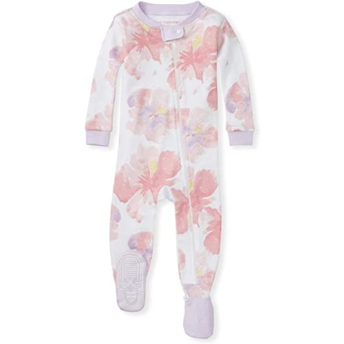 Burt's Bees Baby Baby Girls' Pajamas, Zip Front Non-Slip Footed Sleeper Pjs, 100% Organic Cotton