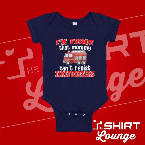 I'm Proof Mommy Can't Resist Firefighters Baby One Piece Shirt, Firefighter Baby Clothes, Firefighter Daddy, Baby Reveal Gift, Announcement