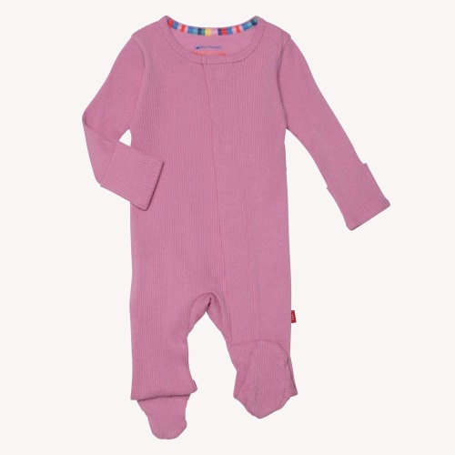Magnetic Me mauve ribbed organic cotton magnetic parent favorite footie