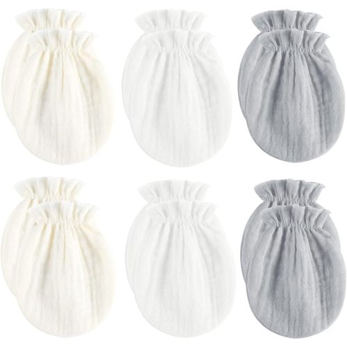 MOMSMENU Newborn Mittens No Scratch 100% Cotton Mitts Boy Girl baby mittens 0-6 months 6 Pack