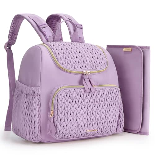 mommore Small Diaper Bag Diaper Backpack Stylish Toddler Baby Mini Maternity Bags Travel Backpacks with Insulated Pockets, Changing Pad, Stroller Straps