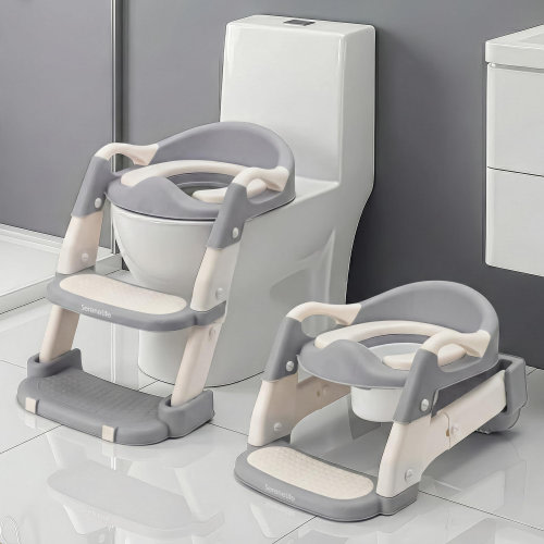 SereneLife 2-in-1 Potty Chair & Potty Training Seat with Step Stool Ladder - Height Adjustable Kids/Toddler Toilet Seat with Stable Anti-Slip Design, Cushioned Seat & Splash Guard | Wayfair