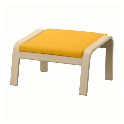 POÄNG Ottoman - birch veneer/Skiftebo yellow