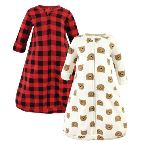 Hudson Baby Cotton Long-Sleeve Wearable Sleeping Bag, Sack, Blanket, Brown Bear Long Sleeve, 3-9 Months