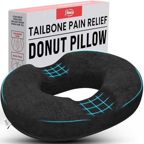Primica Donut Pillow, Tailbone Pain Relief, Hemorrhoid & Postpartum Cushion for Men and Women, Helps Ease Discomfort from Tailbone, Hemorrhoids, Pregnancy, Surgery (Up to 220 LBS)