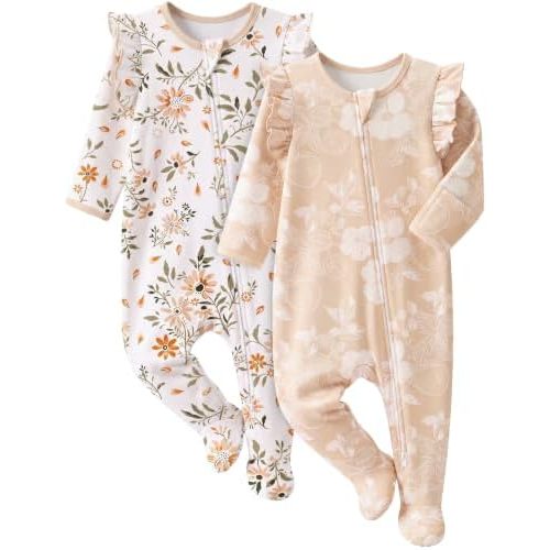 Yoofoss Baby Sleepers Baby Girl Clothes 100% Organic Cotton Pajamas for Newborn 0-3 3-6 6-9 Months Sleep and Play Pjs