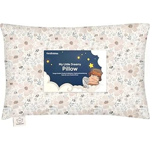 Toddler Pillow with Pillowcase - 13x18 My Little Dreamy Kids Travel Bed Pillows for Sleeping, Organic Cotton Small Pillowcase, Soft & Breathable, Machine Washable, Toddlers 2-5 years old (Flora Vale)