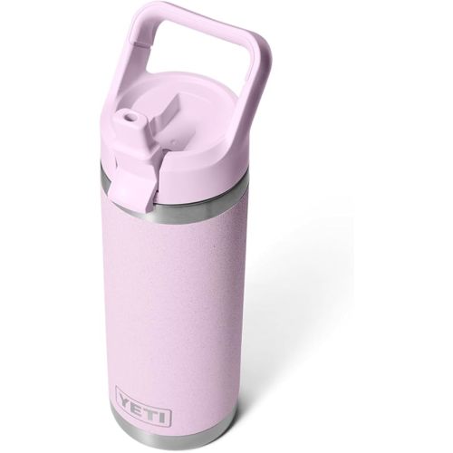 YETI Rambler 18 oz Bottle, Vacuum Insulated, Stainless Steel with Straw Cap, Cherry Blossom