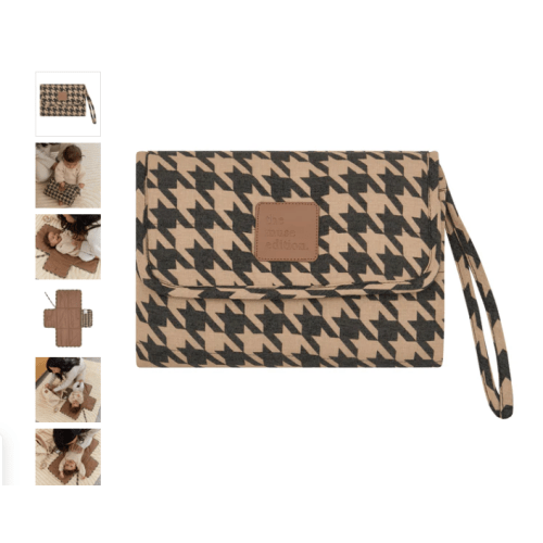 Black Houndstooth Linen Change Mat