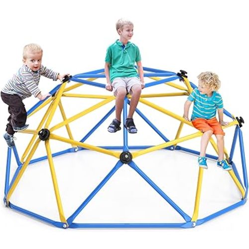 GIKPAL Climbing Dome, Upgraded 6FT Geometric Dome Climber with Climbing Grip for Kids Indoor Outdoor Play Equipment, Supports 600LBS Jungle Gym Playground Backyard Play Centre, Easy Assembly