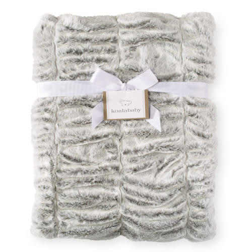 Koala Baby Gray Ruched Fur Plush Blanket