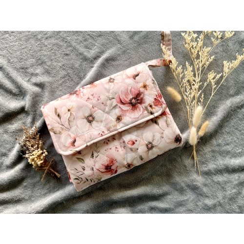 Portable Changing Pad: Floral Print diaper clutch for baby girl