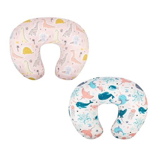 babygoal Nursing Pillow Covers Slipcovers for Breastfeeding Moms,Organic Woven Cotton,20x16x5.5in Maternity Breastfeeding Newborn Infant Feeding Cushion Cover,2 Pack 2CUPW13-B - Squid and Dinosaur - 2 Count (Pack of 1)