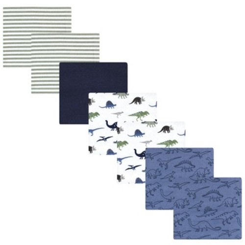 Luvable Friends Hudson Baby Cotton Poly Flannel Receiving Blankets 7pk, Blue Green Dinosaurs