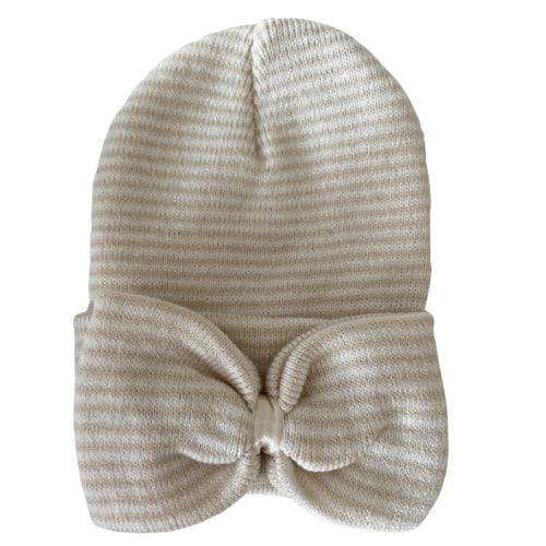 Baby's First Hat®, Sand/White Stripe Bow