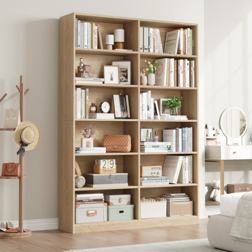 Ebern Designs Geng 74.3"H X 47.2"W Wood Double 6-Tier Standard Bookcase & Reviews | Wayfair