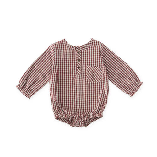Gingham Long Sleeve One-Piece 12-18m color Thistle