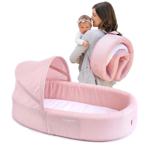 Lulyboo | Lounge To-Go: Blush | Portable Infant Travel Bed