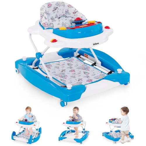 INFANS 6 in 1 Baby Walker: Bouncer, Adjustable Height, Foldable Activity Center, Music Tray