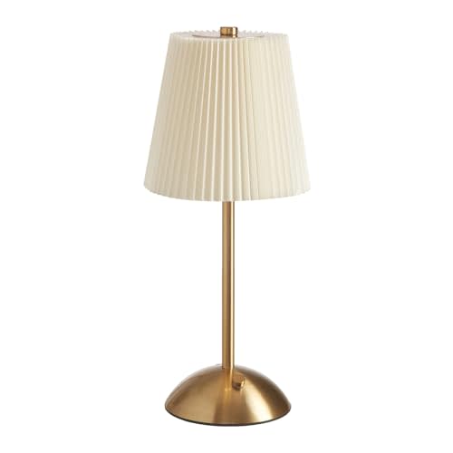 Cordless Table Lamp, 3000mAh Rechargeable Battery Operated Touch Light, Portable 3-Color Dimmable Vintage Ambient Light Beige Fabric Shade for Dining Table/Bedroom/Kitchen/Bar/Bathroom/Entryway/Gift