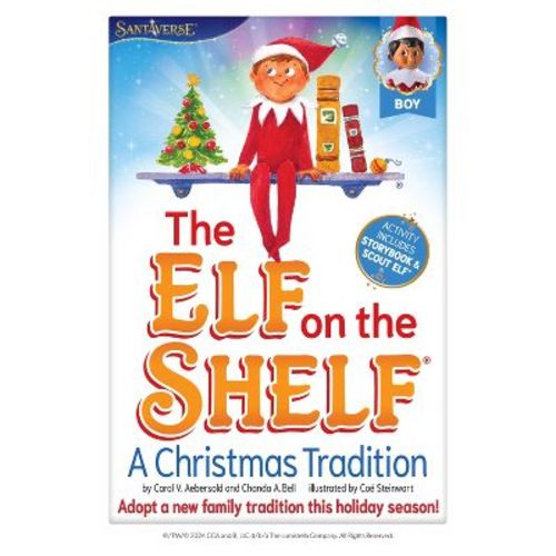 Elf on the Shelf Box Set Boy Scout Elf with Brown Eyes with Storybook