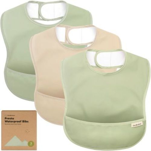 KeaBabies 3pk Presto Baby Bibs Waterproof with Food Catcher, Lightweight Toddler Bibs for Eating, Baby Boys & Girls (Jade)