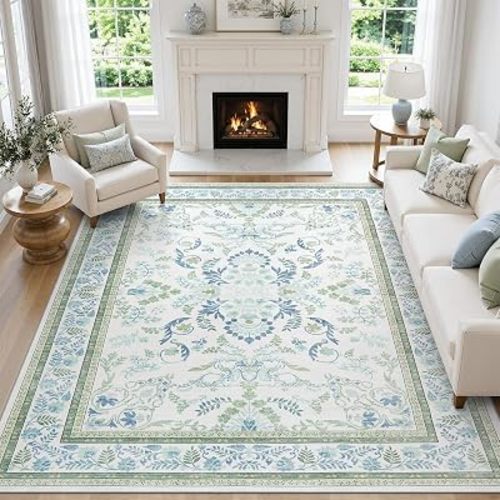 DCX Blue and Green Washable 8x10 Rug